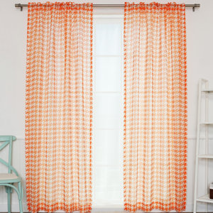 Plaid & Check Sheer Rod Pocket Curtain Panels (Set of 2)
