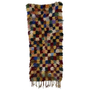 Boucherouite Azilal Hand-Woven Camel/Green Area Rug