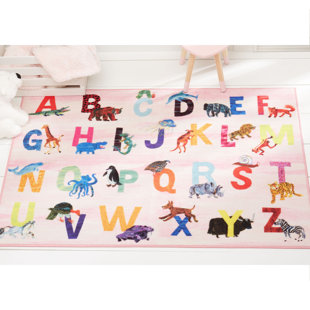S Nursery Rugs Wayfair Alphabet Zoo Educational Pink Area Rug