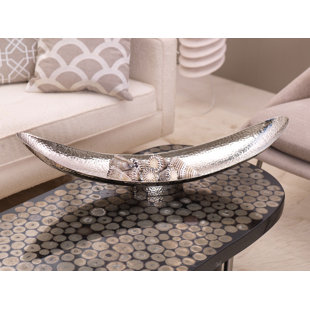 Silver Decorative Bowls You Ll Love Wayfair Manouba 30 Inch Long Hammered Aluminum Boat Shaped Decorative Bowl