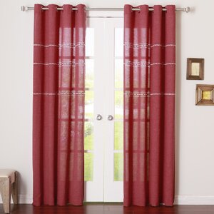Embroidered Striped Sheer Grommet Curtain Panels (Set of 2)