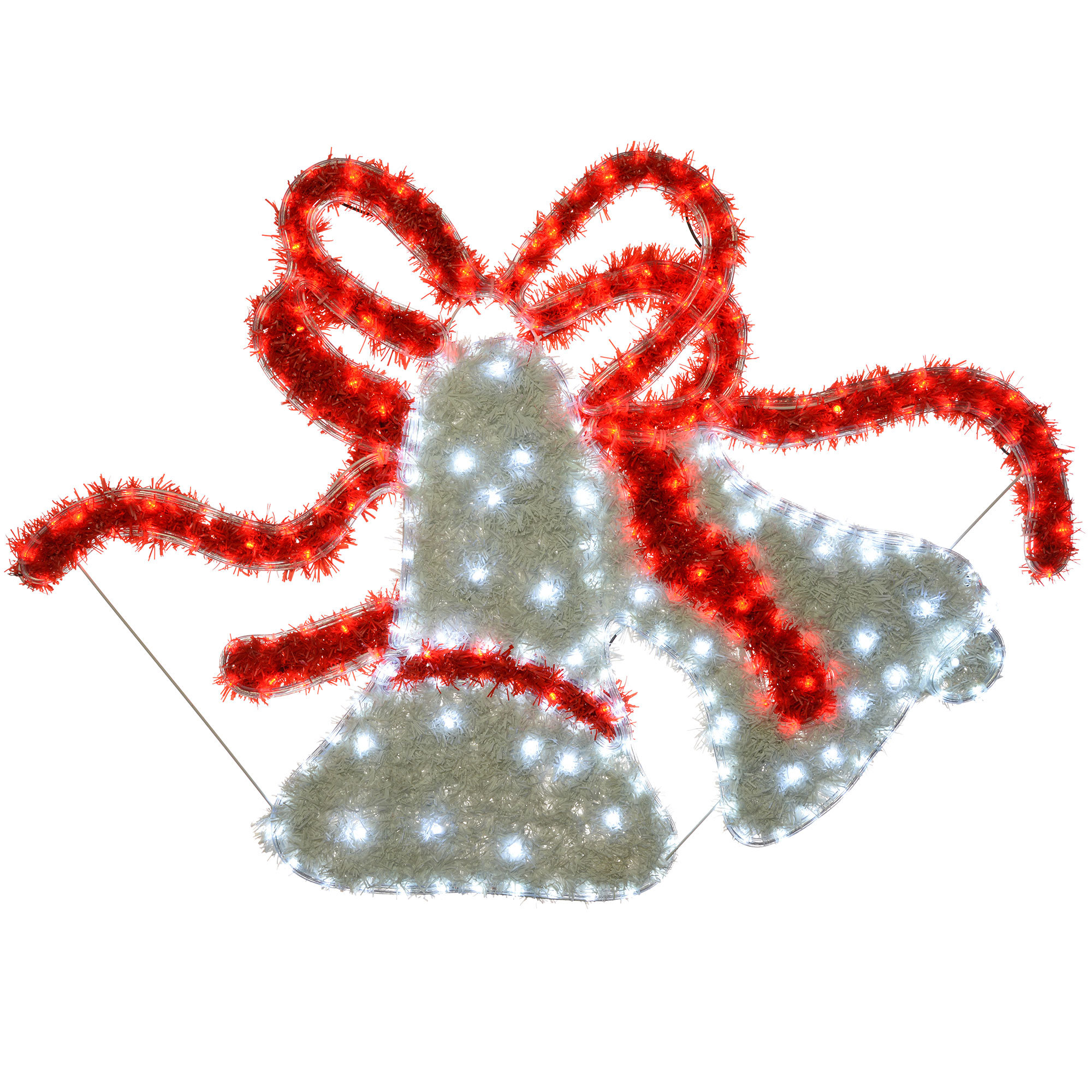 Large Bells Led Tinsel Outdoor Garden Wall Christmas 24 Lighted Display
