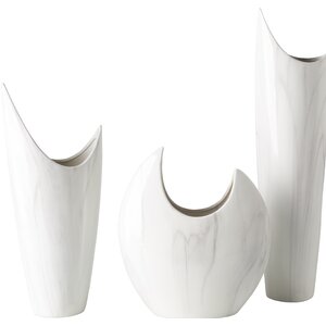 3 Piece White Ceramic Table Vase Set