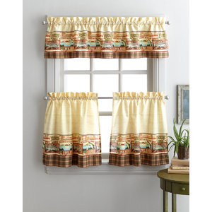 Murilda Fishing Lodge 3 Piece Kitchen Curtain Set