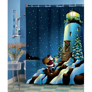 Holiday Lighthouse Shower Curtain