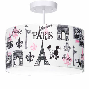 Pink Shade Flush Mounts Semi You Ll Love Wayfair Cirencester Paris 3 Light Semi Flush Mount