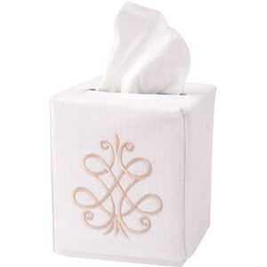 Embroidered French Scroll Tissue Box Cover