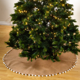 Modern Tree Skirts Allmodern Patton Pompom Design Jute Stocking Tree Skirt