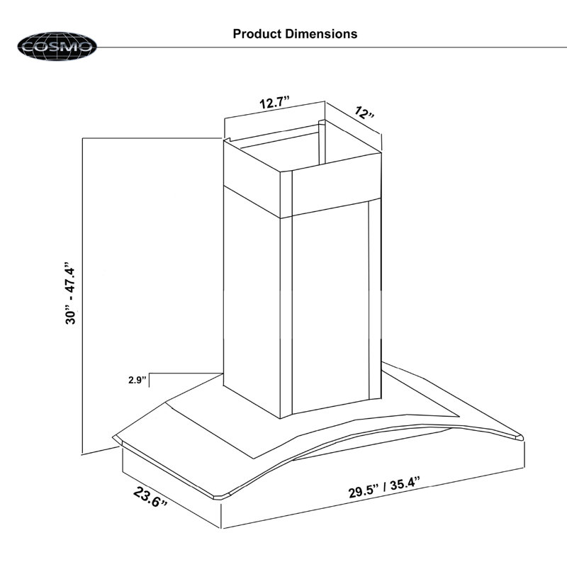 Cosmo 36" 900 CFM Ducted Island Range Hood in Stainless Steel & Reviews Wayfair