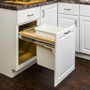 Under Sink Trash Can Wayfair Solid Wood Open Pull Out Under Counter Trash Can