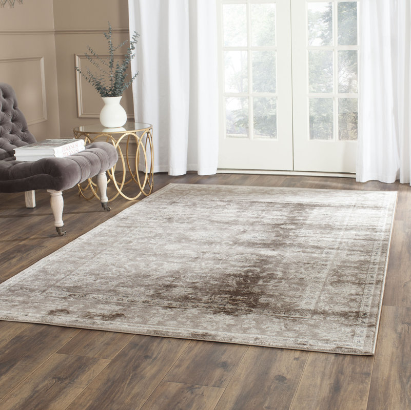 Safavieh Audrey Power Loomed Viscose Yarns Brown/Ivory Floral Area Rug & Reviews Wayfair.co.uk