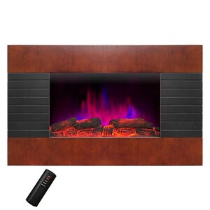 Pebble and Log Interchangeable Wall Mounted Electric Fireplace
