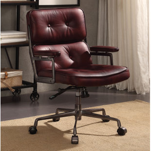 real leather office chair burgundy leather demarcus genuine leather office chair industrial chairs youll love wayfair real leather office chair burgundy leather demarcus genuine leather office chair industrial chairs youll love wayfair