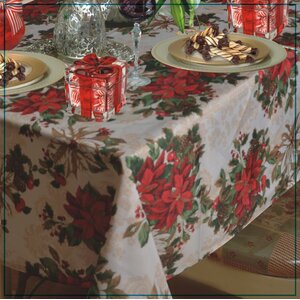 European Christmas Poinsettia Tablecloth