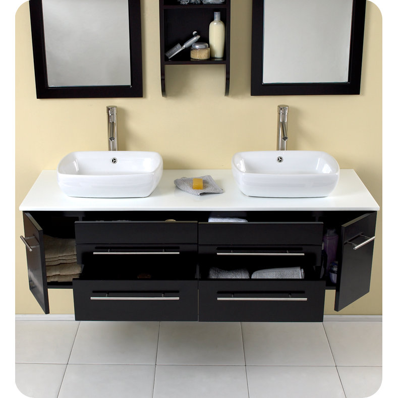 Fresca Stella 59" Double Bellezza Modern Vessel Bathroom Vanity Set