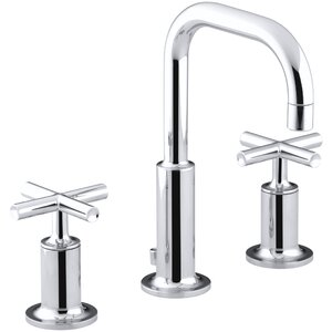 Purist Widespread Bathroom Sink Faucet with Low Cross Handles and Low Gooseneck Spout