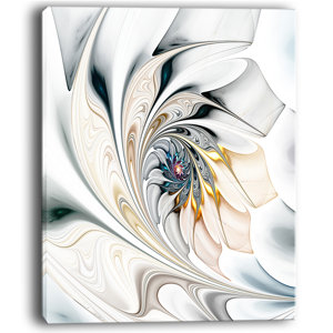 White Stained Glass Floral Large Floral Graphic Art on Wrapped Canvas