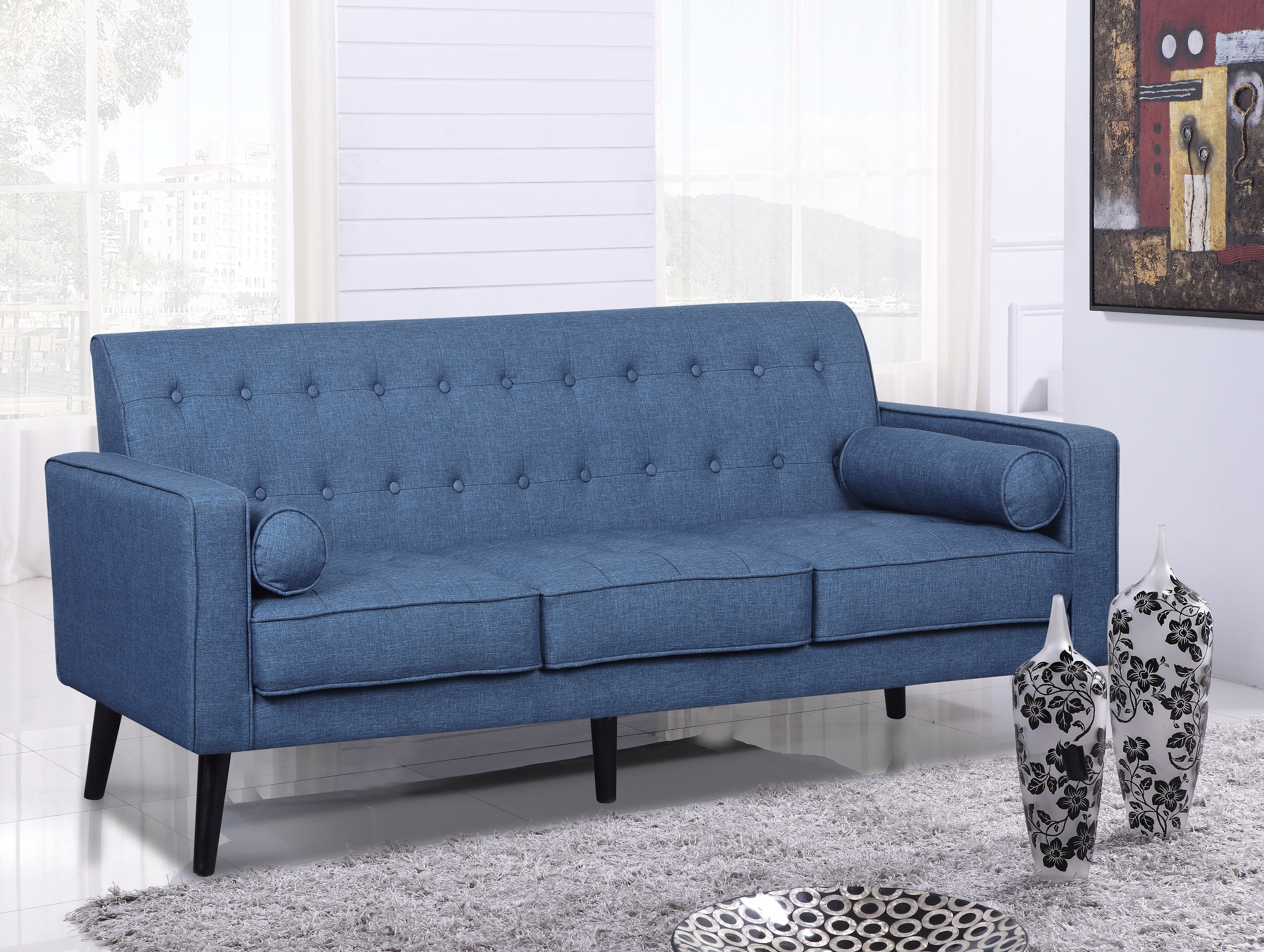 Deven Mid Century Tufted Sofa