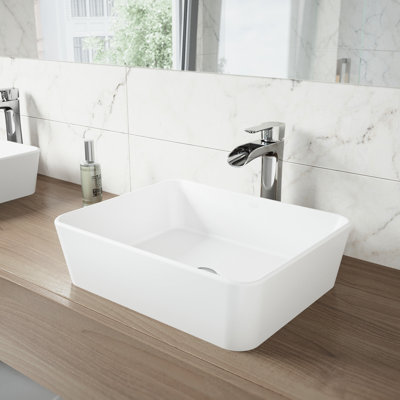 VIGO VIGO Stone Rectangular Vessel Bathroom Sink & Reviews | Wayfair VIGO VIGO Stone Rectangular Vessel Bathroom Sink & Reviews | Wayfair