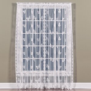 Butterfly Lace Wildlife Sheer Rod Pocket Single Curtain Panel