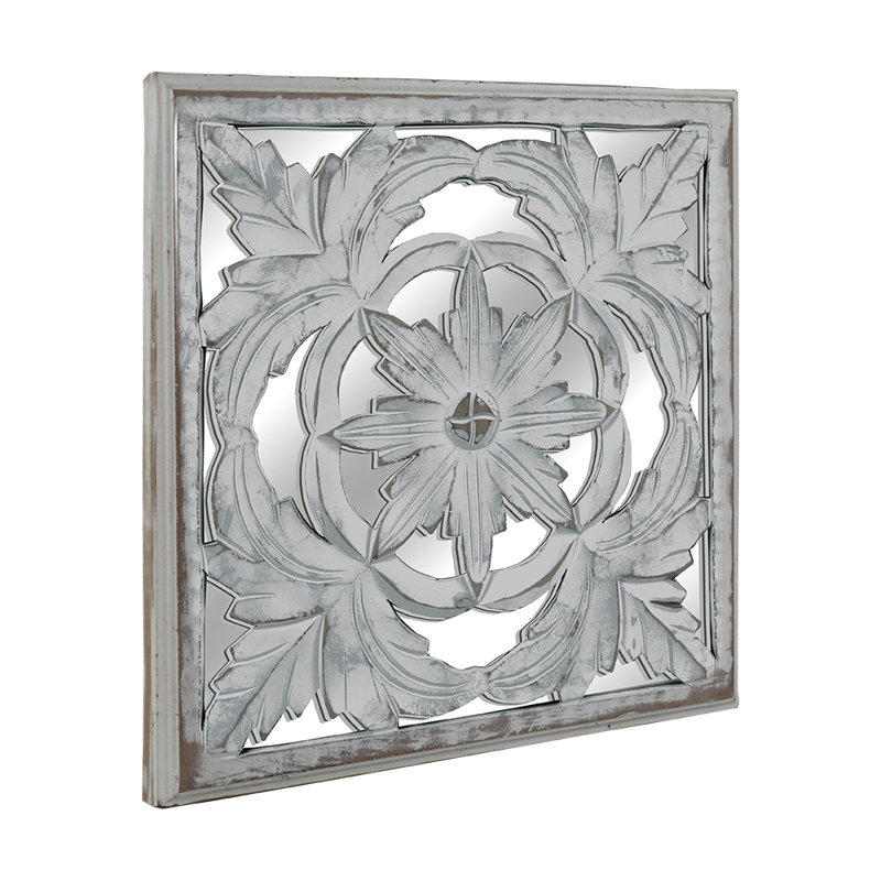 Bungalow Rose MDF Mirror with Carved Panel Wall Decor ...