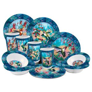 Hummingbird Melamine 12 Piece Dinnerware Set, Service for 4