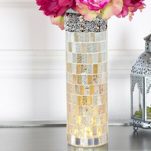 Beaded Mosaic LED Lit Table Vase