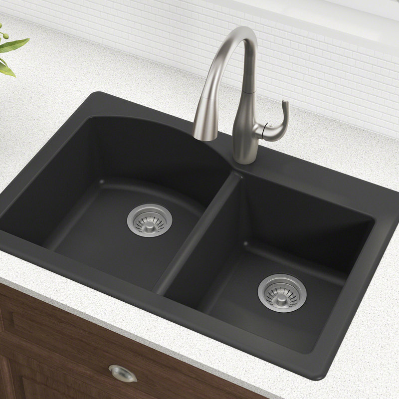 Kraus Forteza 33 X 22 Double Basin Drop In Kitchen Sink Reviews Kgd 50black Forteza 33 X 22 Double Basin Drop In Kitchen Sink