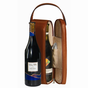Royce Leather Suede Lined Single Wine Carrying Case in Genuine Leather