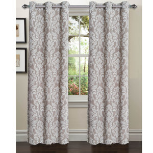 Elinor Linen Damask Sheer Curtain Panels (Set of 2)