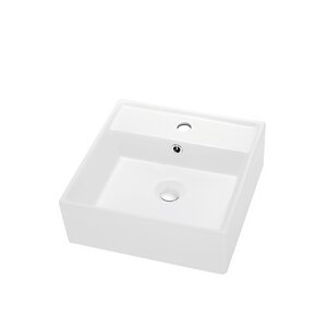 Ceramic Rectangular Vesselu00a0Bathroomu00a0Sink with Overflow