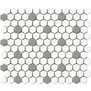 Large White Hexagon Tile Wayfair Vintage 75 X Porcelain Mosaic Tile In Gray White Hexagon