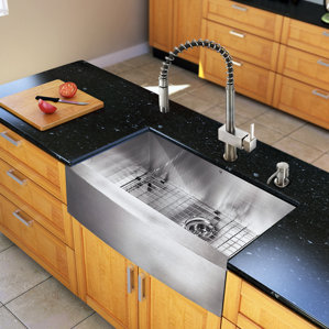 VIGO 30 inch Farmhouse Apron Single Bowl 16 Gauge Stainless Steel Kitchen Sink with Lincroft Stainless Steel Faucet, Grid,...