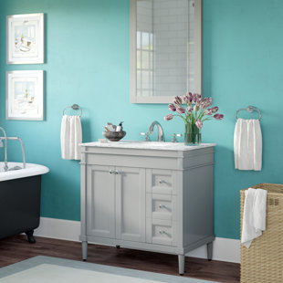 Grey Oak Vanity Wayfair Millfield 37 Single Bathroom Vanity Set With Mirror