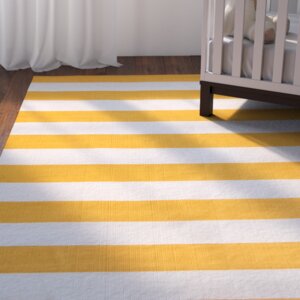 Ike Hand-Woven Yellow/White Area Rug