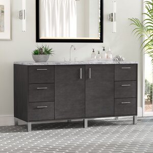 Cordie 60″ Single Silver Oak Granite Top Bathroom Vanity Set