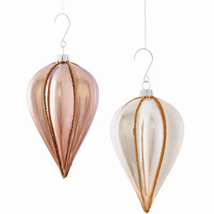 Glass Spindle Drop Shaped Ornament (Set of 12)