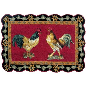 Trace Rooster Wool Red Area Rug