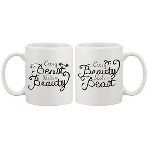 2 Piece Every Beauty and Beast Needs Each Other Couple Matching 11 oz. Mug Set