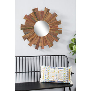 Round Reclaimed Wood Mirror Wayfair Micaela Round Reclaimed Wood Eclectic Accent Mirror