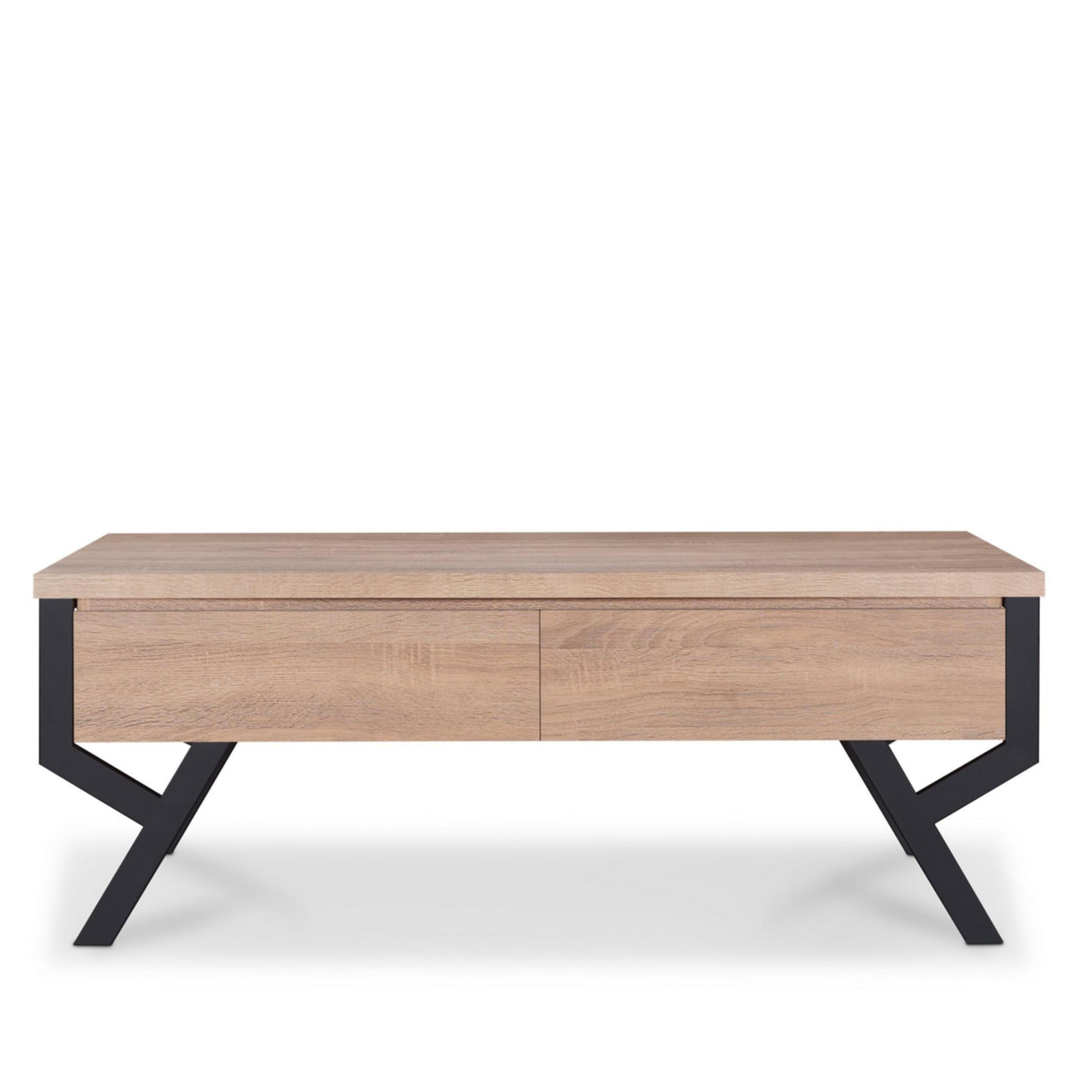 Dominika Transitional Rectangular Wooden Coffee Table With Storage