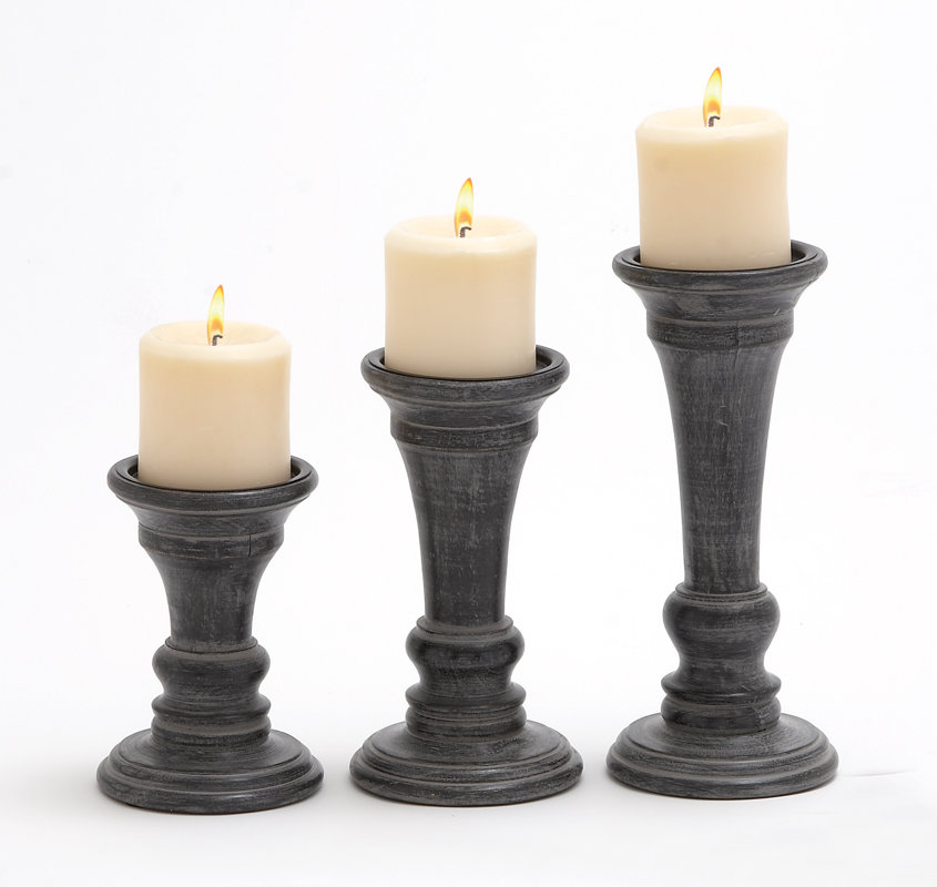 Three Posts 3 Piece Black Wood Candlestick Set & Reviews Wayfair.ca