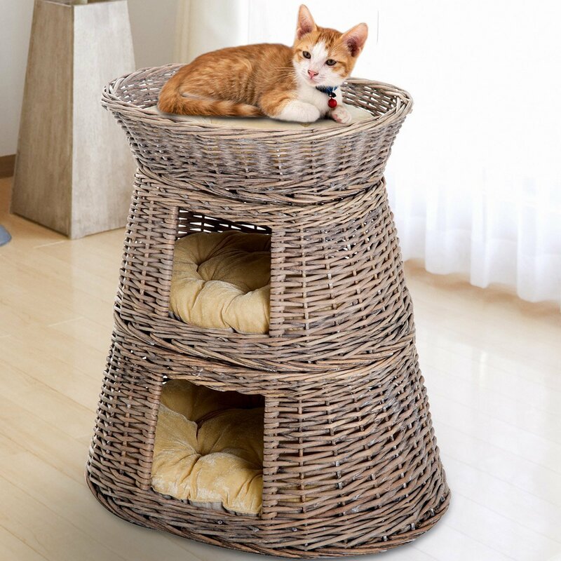 Pawhut 60cm Handmade Indoor Play House Cat Tree & Reviews Wayfair.co.uk