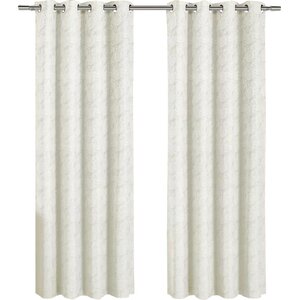 Aledo Jacquard Geometric Semi-Sheer Grommet Curtain Panels (Set of 2)
