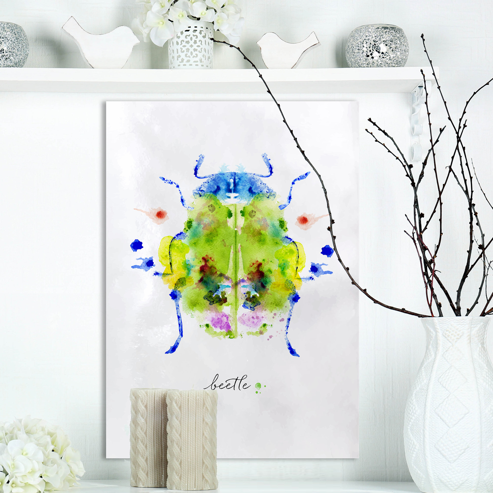 East Urban Home Monotype Colorful Beetle Watercolor Painting Print On East Urban Home Monotype Colorful Beetle Watercolor Painting Print On