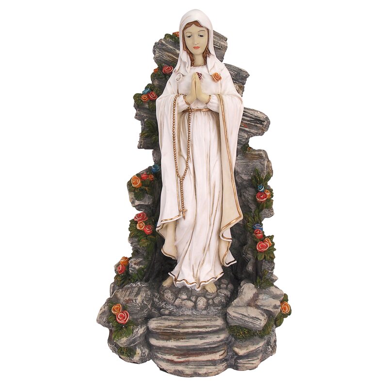 Design Toscano Blessed Virgin Mary Illuminated Garden Grotto Statue ...