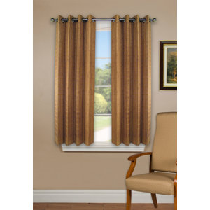 Bamboo Rayon Striped Semi-Sheer Grommet Single Curtain Panel