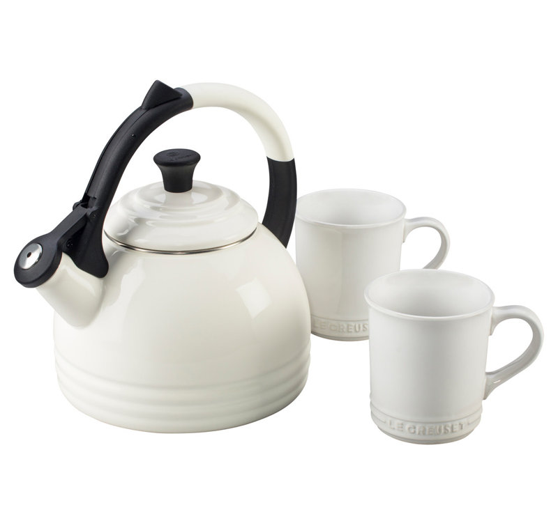 Le Creuset Enamel On Steel 3 Piece 1.7 Qt. Peruh Tea Kettle & Mug Set