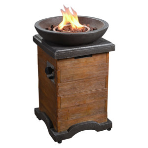 Outdoor Wood Trim Propane Gas Fire Column