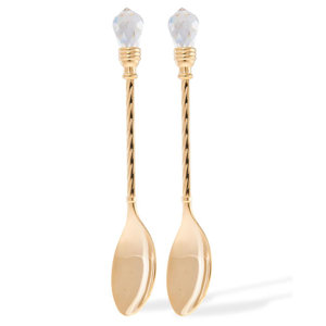 24K Gold Plated Topped Crystal Dessert Spoon (Set of 2)